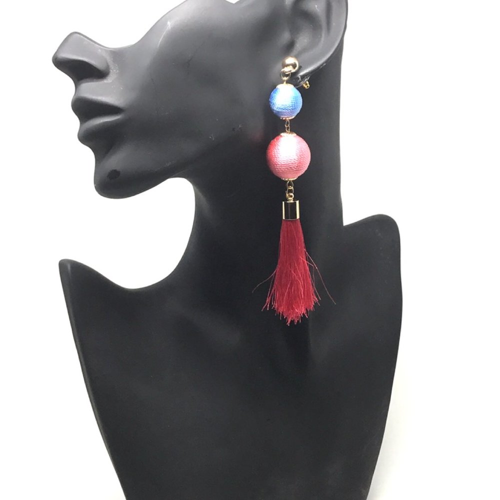 Twotone ball tassel Earrings